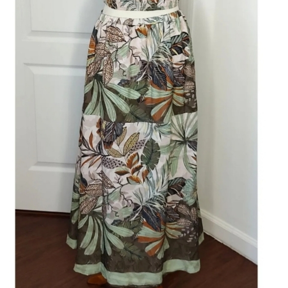 NWT Supernatural by SECRET MISSION Tropical Jungle Sandra Georgette maxi skirt - Picture 6 of 16